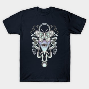 Mystic Eye Blue and Purple Night Moon Moth T-Shirt